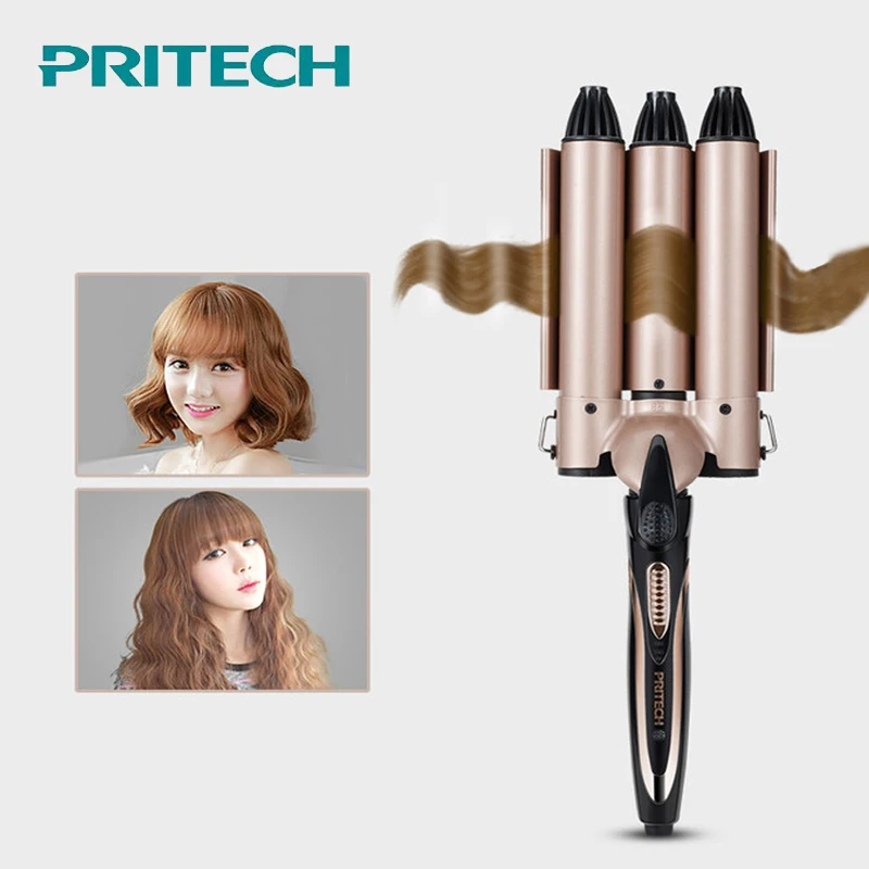 Barris de Cerâmica Modelador de Cabelo Styling de Moda Profissional Passo Grande Onda Automático Curling Iron 100 V-240 v Ferramentas um 3