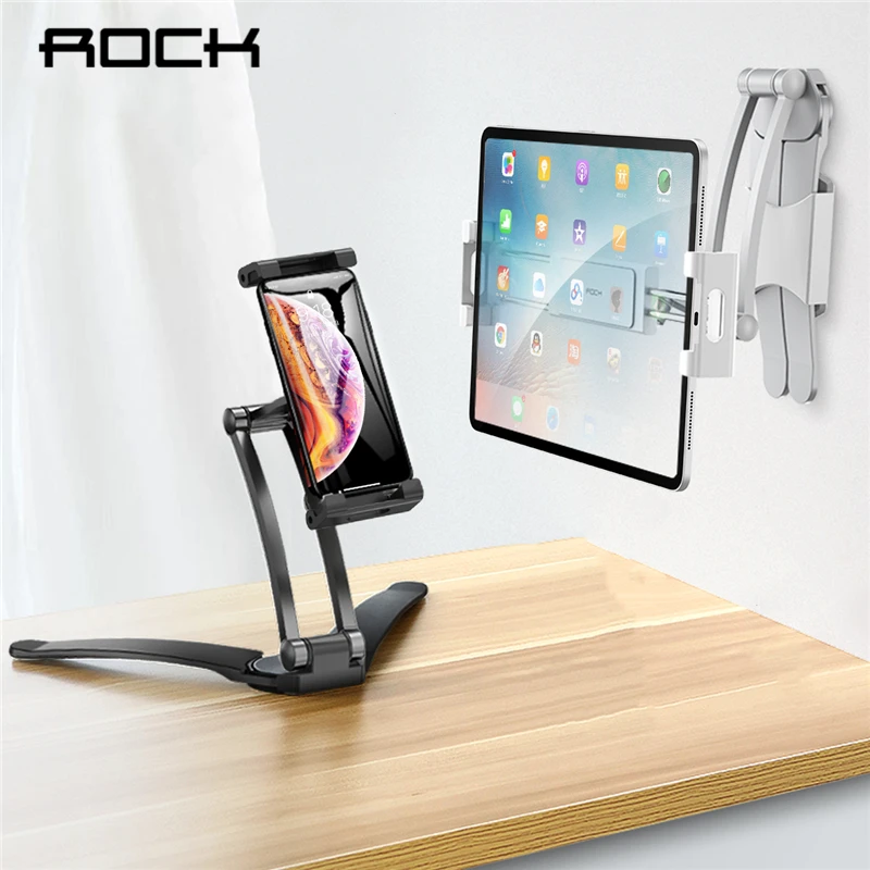 

ROCK Adjustable Tablet Phone Holder For iPad 2 3 4 Air Mini Pro For iPhone 360 Degree Roating Desktop Stand For 5-10.5 Inch