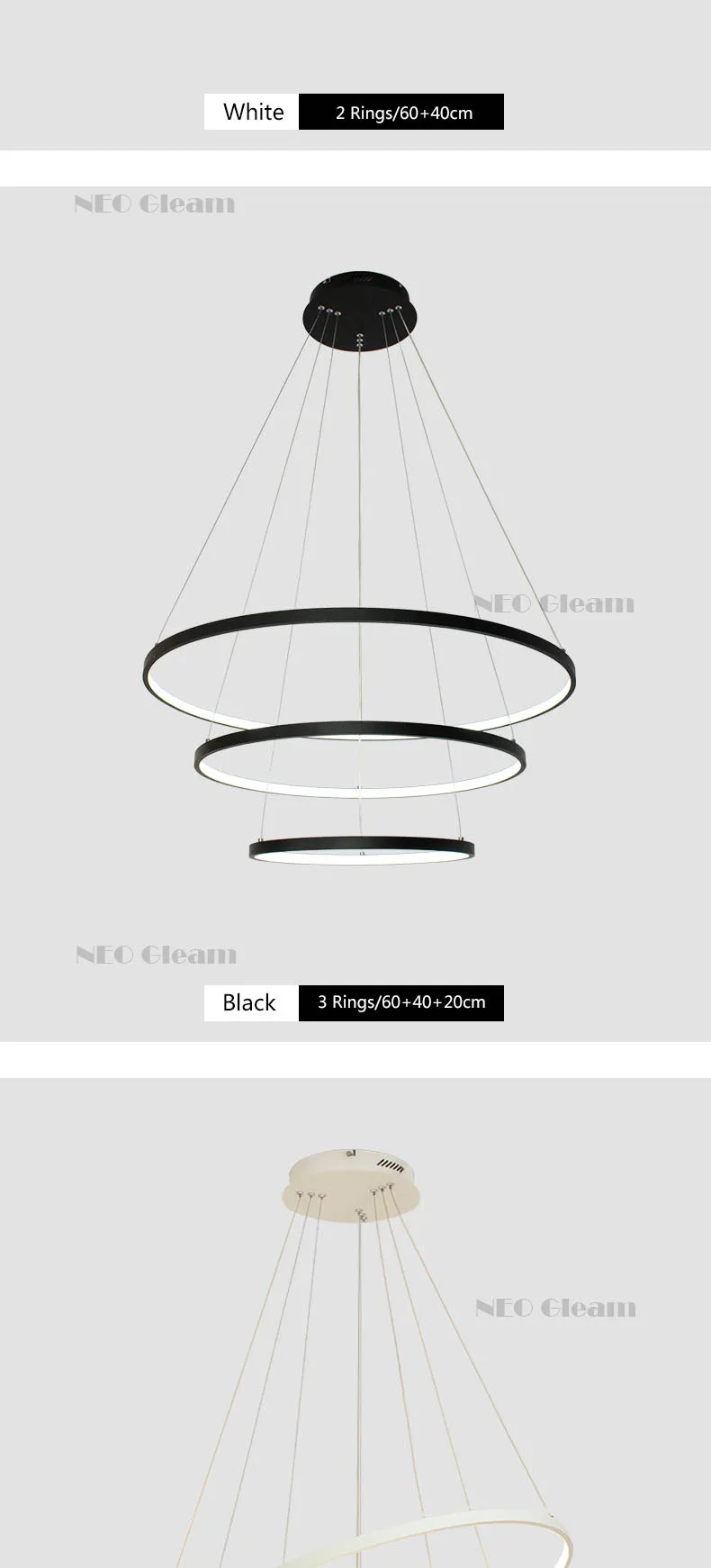 NEO Gleam современные подвесные светильники для гостиной, столовой, 3/2/1 круглые кольца акрил алюминиевый корпус светодиодный подвесные светильники принадлежности
