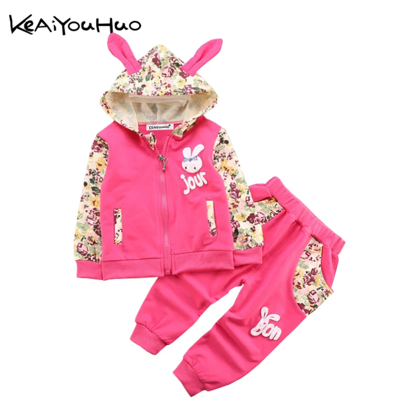 

Cute Baby Girl Clothes Sets For Children 2018 Autumn Rabbit Long Sleeve Print Toddler Girls Suit for Kids 1 2 3 4 Years Clothing