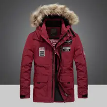 Для мужчин куртка на гусином пуху, зимние толстые теплые Повседневное мужские пуховики и куртки с длинным Стиль армии Военная брендовая одежда