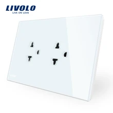 Livolo AU Standard EU and US Power Socket White Crystal Glass Panel, AC 110~250V Wall Power Socket, VL-C9C2EA-11