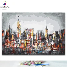 DIY масляная краска по номерам древние городские здания абстрактная картина Картина Раскраска по номерам с комплектами для украшения стен hoom