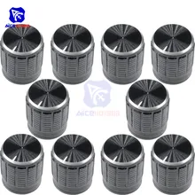 10 шт./лот черный металл 6 мм рифленый вал вставки диаметр. Ручки управления потенциометром ручка переключателя 15 мм Диаметр x 16,5 мм высота