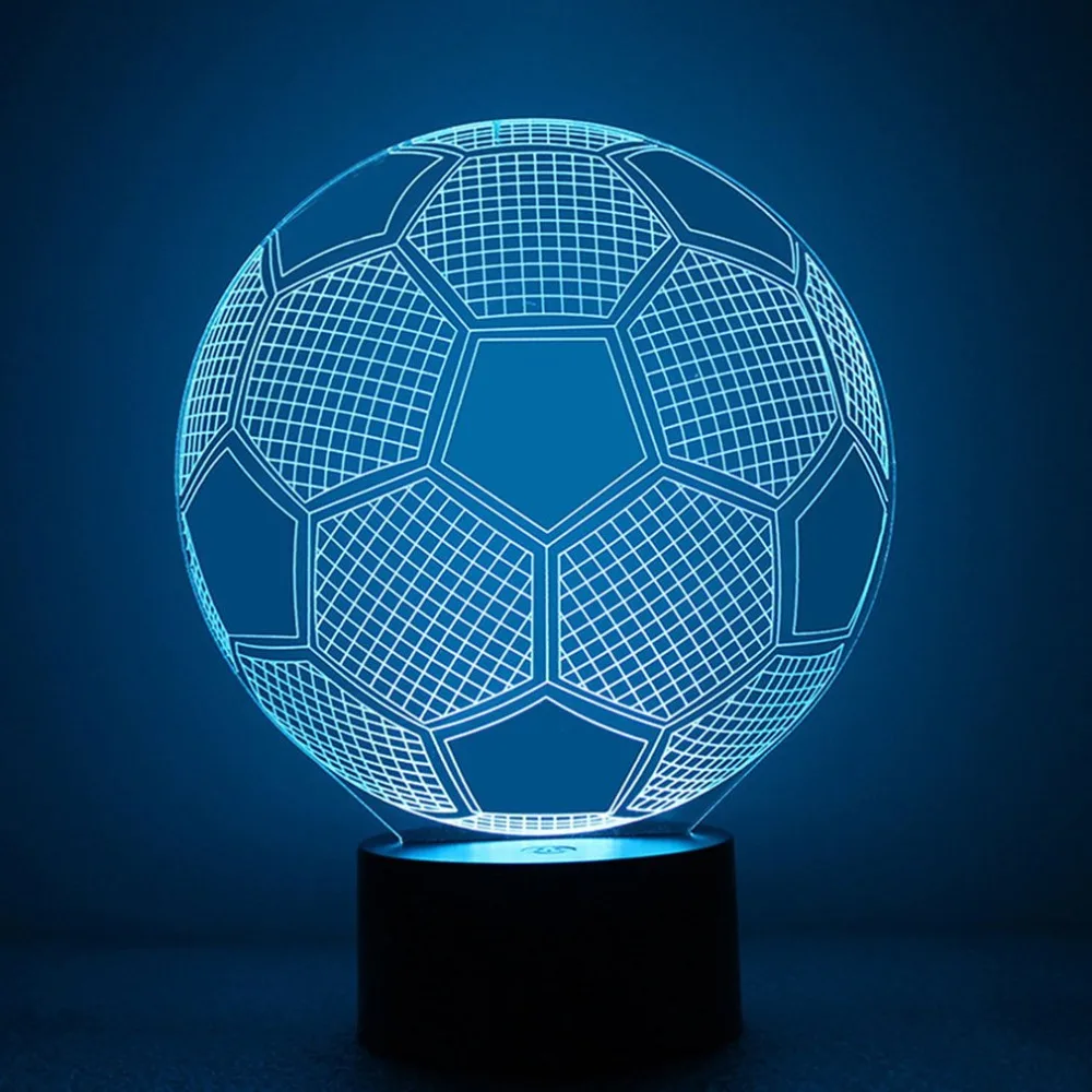 7 Colors 3D Soccer Ball Light Football LED USB Novelty Table Lamps Desk