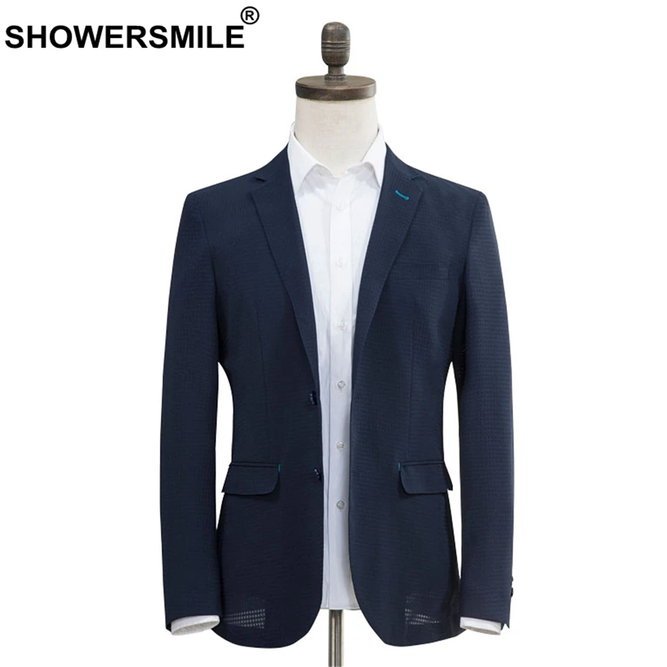 

SHOWERSMILE Navy Blue Suit Jackets Men Slim Fit Blazer Jacket 5xl Male Formal Breathable Spring Autumn Suit Blazer New Fashion
