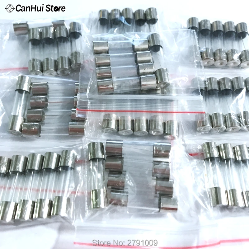 50PCS/LOT 10 Kinds 5x20mm Fast Glass Fuse Kit 0.2A 0.5A 1A 2A 3A 5A 6A 8A 10A 15A /250V