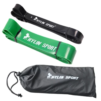 

Free Shipping black and green combination latex strength resistance bands pull up with a package bag as a gift