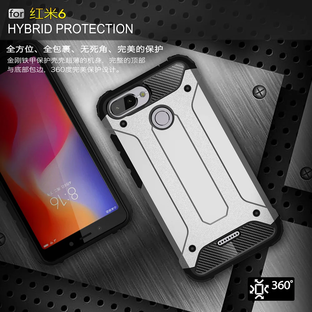 

Shockproof Armor Phone Case 5.45For Xiaomi Redmi 6 Case For Xiaomi Redmi 6 Cell Phone Back Cover Case