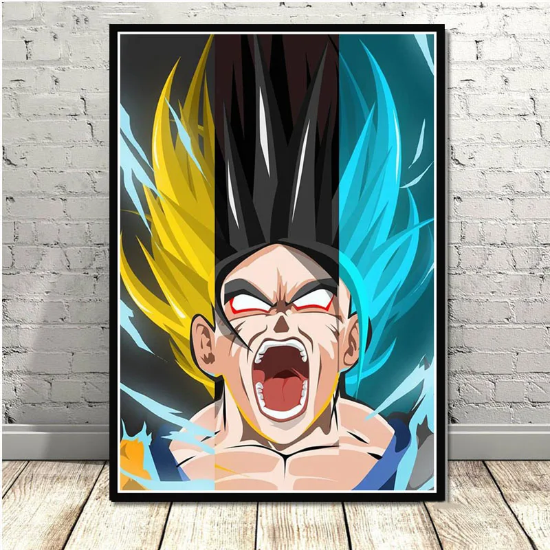 Горячий Dragon Ball Z Super Goku Ultra Instinct masted аниме плакат и печатная графика настенная художественная живопись картины для комнаты домашний декор - Цвет: Белый