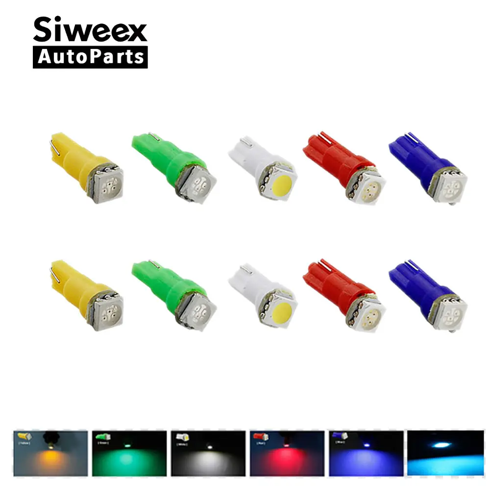 

10pcs DC12V T5 1 SMD Led Car Auto Side Wedge Gauge Dashboard Instrument Light Lamp Bulb Blue/Green/Red/White/Yellow/Ice blue