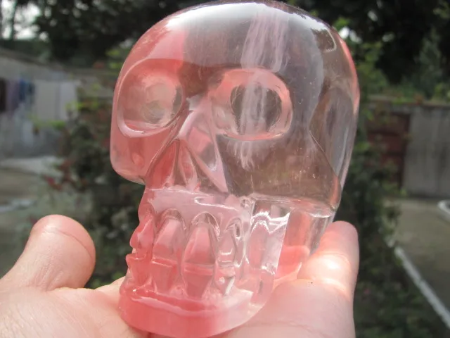 

738g red SMELT QUARTZ CRYSTAL skull HEALING