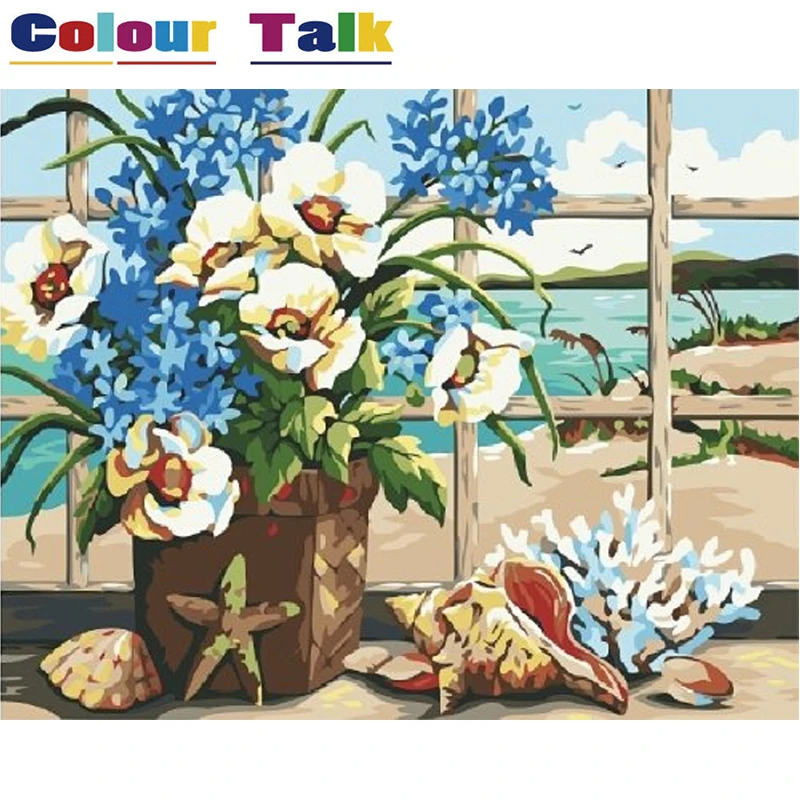 

Painting by Numbers for Living Room Painting Calligraphy DIY Pictures Home Decor Coloring by Numbers the Flower Pictures P-0017