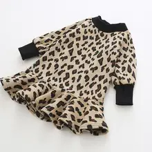 Новинка года, весеннее платье с леопардовым принтом для маленьких девочек платье с длинными рукавами для маленьких детей, высокое качество