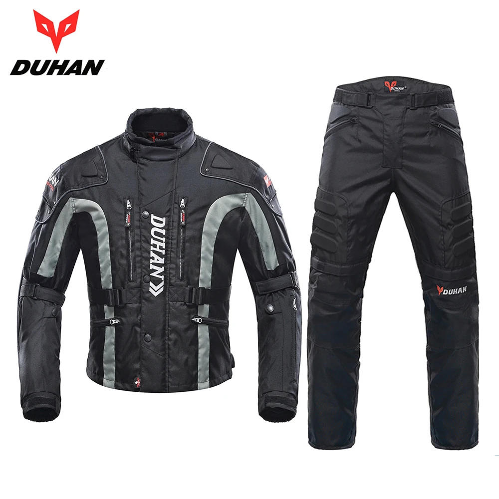 

DUHAN Motorcycle Jacket Kits Windproof Protective Gear Jacket + Pants Set Hip Protector Riding Suit Motorcycle Pants Moto Jacket