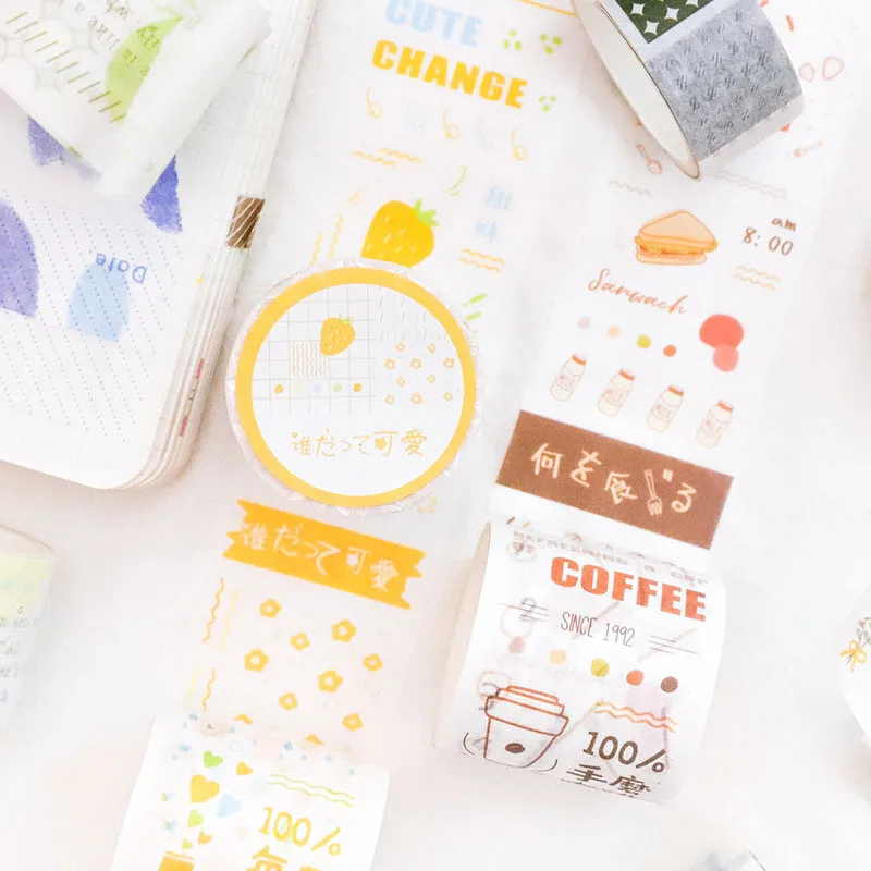 

Mohamm Kawaii Summer Series Color Washi Masking Tape Release Paper Stickers Scrapbooking Stationery Decorative Tape