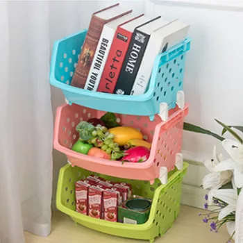

Creative Plastic Storage Basket And Home Kitchen Fruit Vegetable Children's Toys Finishing Multi-Layer Stackable Storage Rack