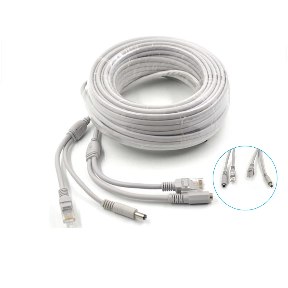 

Network Power Cable 10/20 meters RJ45 Ethernet Port 2 in 1 Power supply & network Extension Cable IP Camera Line CCTV System LAN