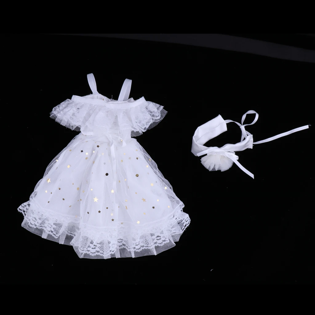 1/4 BJD Dress Off Shoulder Lace Mesh Princess Dress White For Night Lolita