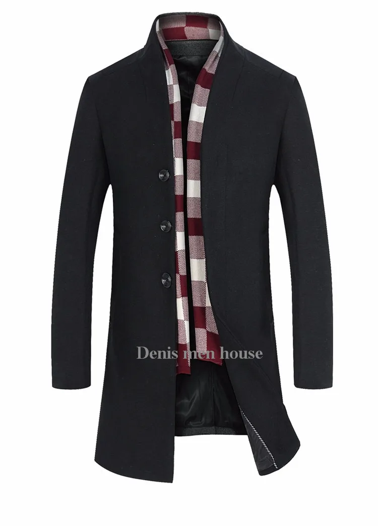 

2016 Custom made New arrival Turn-down Collar Casual Wool Coat Men Trench Single Breasted Winter Long Men Coat