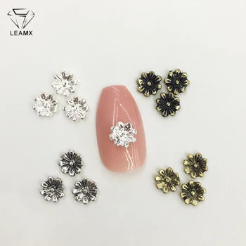 

LEAMX 50 PCS/bag 3D Small Flowers Alloy Nail Art Decoration Silver/Bronze/Vintage Silver/Vintage gold Girls Manicure Decor L453