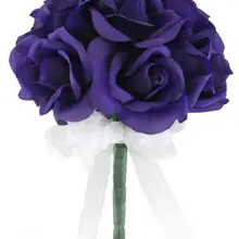 12 фиолетовых роз-Шелковый цветок букет невесты свадебный цветок De Mariage Роза