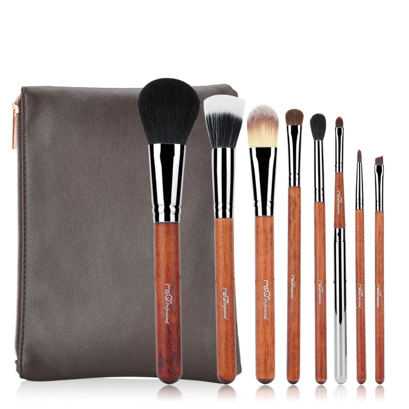 MSQ 8pcs Makeup Brushes Set Wooden Stick Make Up Brushes Soft Animal or
