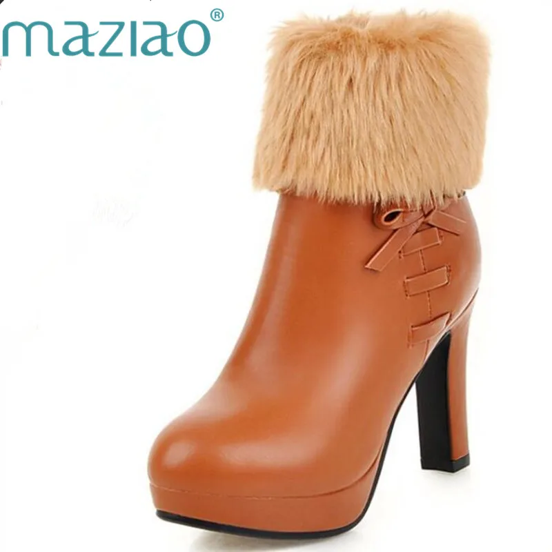 

MAZIAO New high heels boots women autumn and winter boots platform shoes thin heel women black ankle boots heels white shoes
