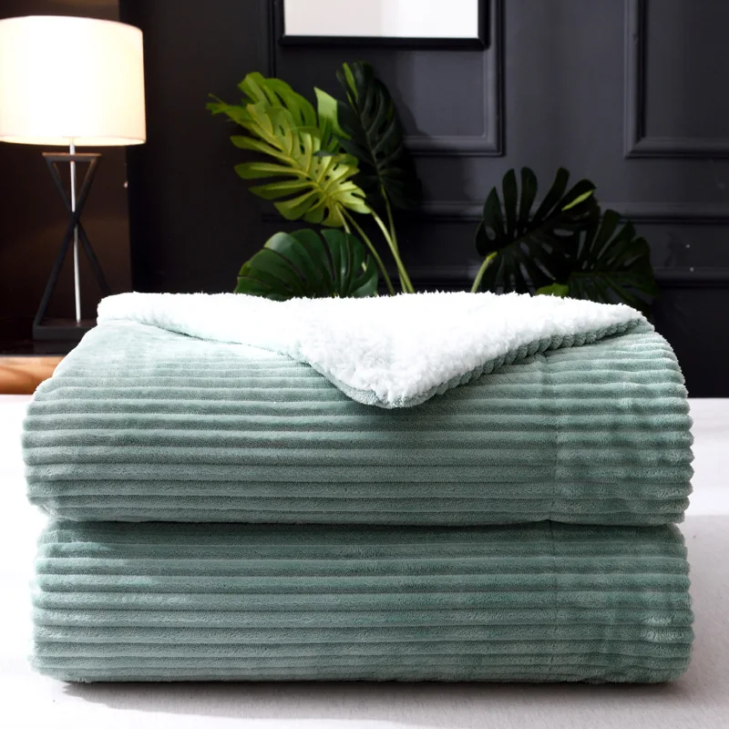 Finnish Lamb Cashmere Blanket Warm Soft Blankets Solid Color Double Velvet Blanket Sofa Bedding