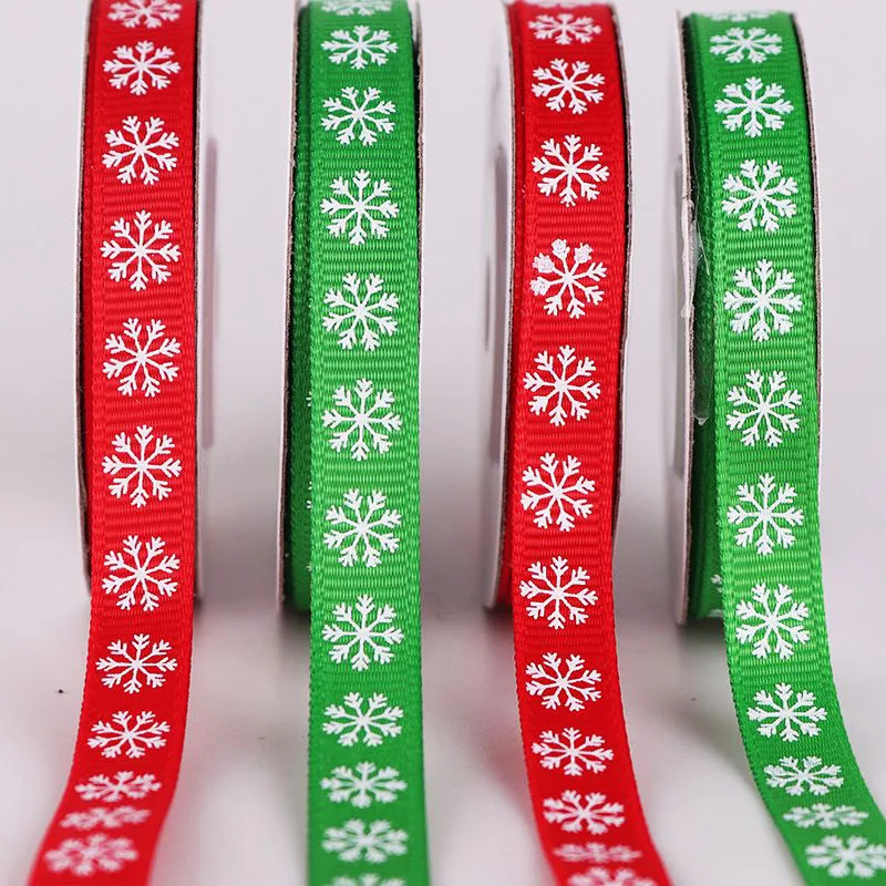 

Hot Ribbon Snowflake Christmas Ribbons for Handmade DIY Gift Wrapping Decoration Threaded Belt Webbing Double-sided Ribbed Strip