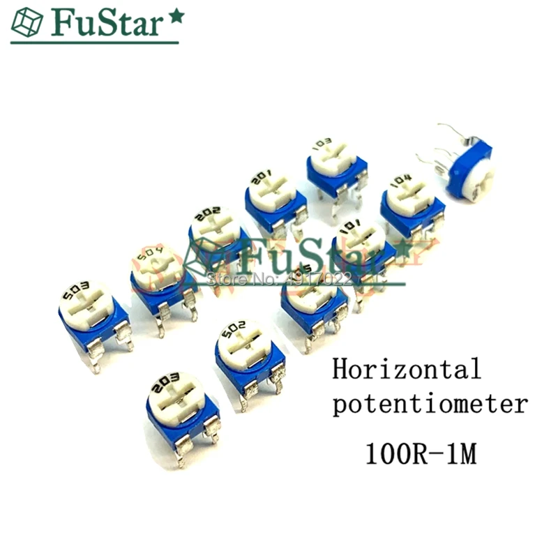 

20pcs RM065 RM-065 100 200 500 1K 2K 5K 10K 20K 50K 100K 200K 500K 1M ohm Trimmer Potentiometer variable resistor Inductance
