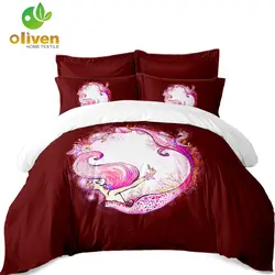 Красочные постельное белье Русалочка для девочек розовые пододеяльник устанавливает 100% одеяло из полиэстера Мягкая Обложка Постельное