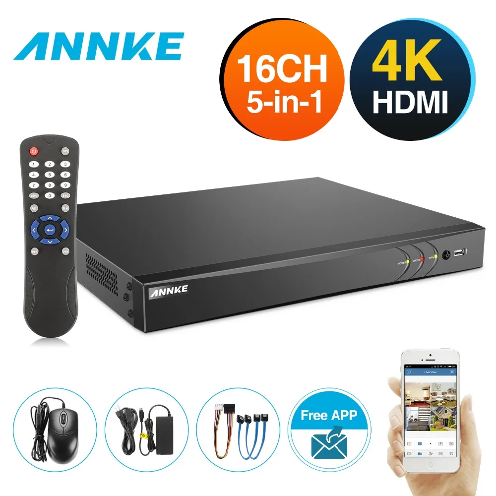 

ANNKE 16 Channel DVR NVR 16CH 3MP TVI/CVI/AHD/IP/CVBS 5 in 1 Digital Video Recorder Camera 4K output HDMI Onvif 2.4 Email Altert