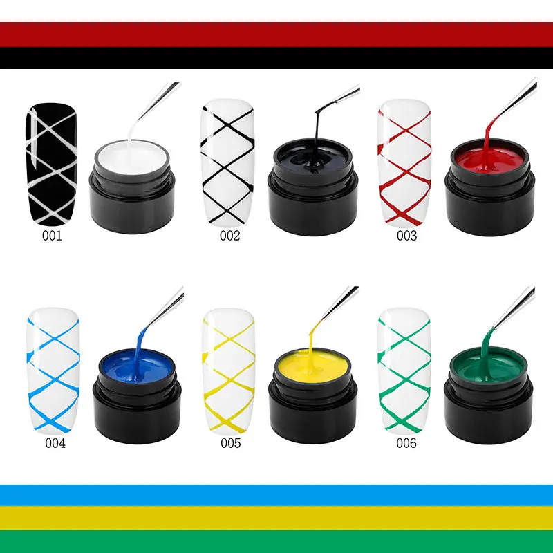 Preise M. ladea 5ml Nagel Spinne Gel Web Malerei Kreative Nail art UV Gel Draht Zeichnung Elastizität Punkt Linie Weg Tränken gel Spinne Lack