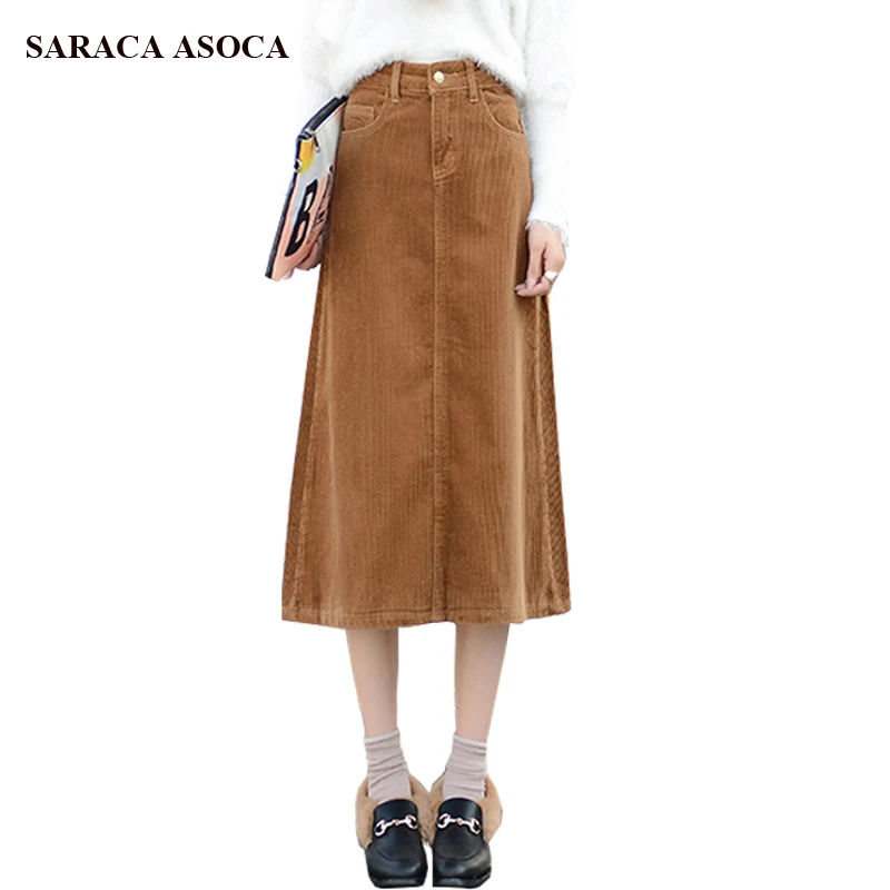 

Autumn Winter Casual A-Line Bust Skirt For Grils All Match Plus Size 5XL 6XL 7XL Corduroy Long Skirt Women's