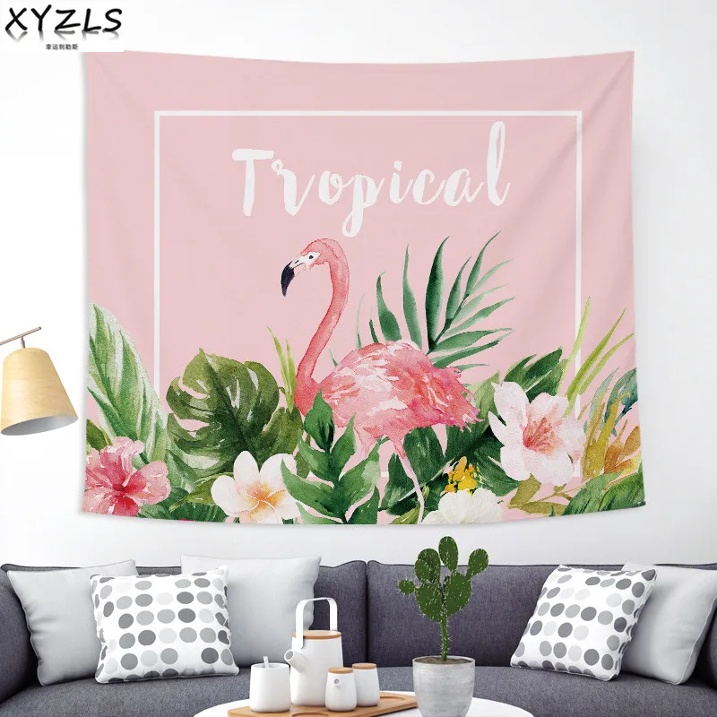 

XYZLS Flamingo Deco Wall Hanging Tapestry Tropical Plant Hanging Cloth Beach Towel Table Cloth Map Background Tapestry 200*150cm
