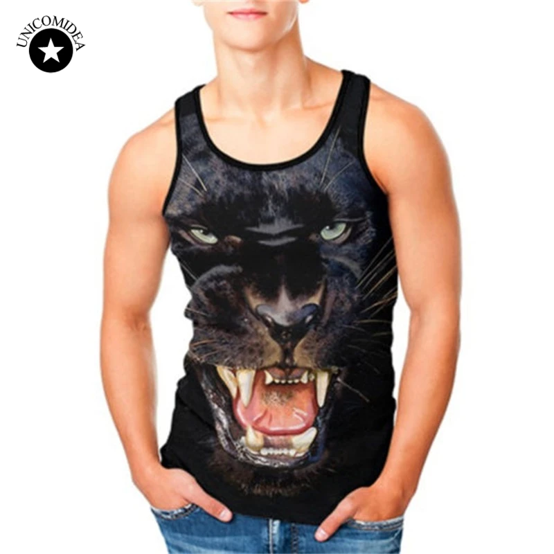 

Mens Shirts Summer 3D Black Panther Slim Fit Men Tank Tops Clothing Bodybuilding Undershirt Golds Fitness Tops Tees Plus Size