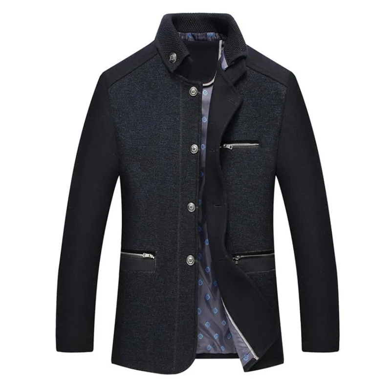 2018 autumn men's woolen coat business slim collar design men's wool jacket Solid color 2018 autumn men's woolen coat business slim collar design men's wool jacket Solid color