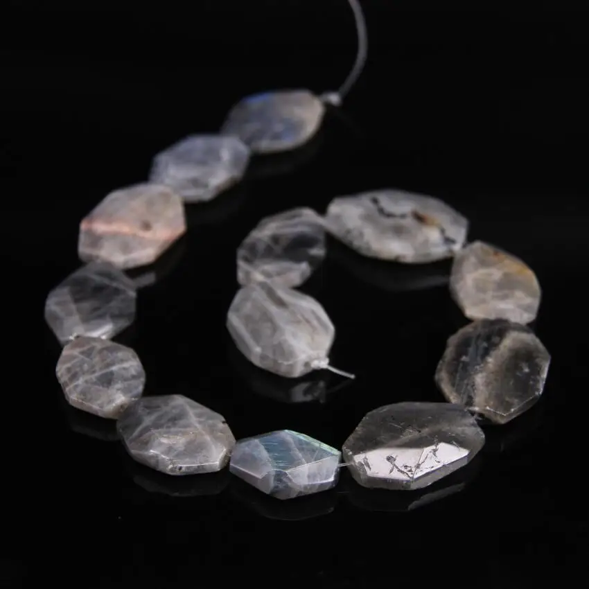 

15.5"/strand Faceted Slabs Natural Labradorite Beads,Faceted Spectrolite Gems Stone Slice Nugget Pendant Jewelry Making