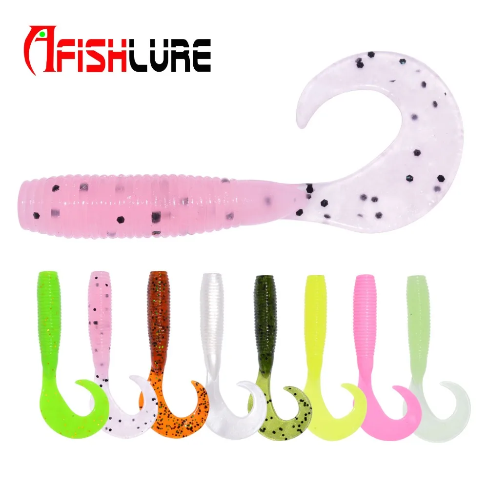 

10pcs/lot Fishing Lure 3g 65mm Curly Tail Soft Bait Wobblers Fishing Lures Swimbaits Twisted Silicone Bait Plastic Worm Maggot