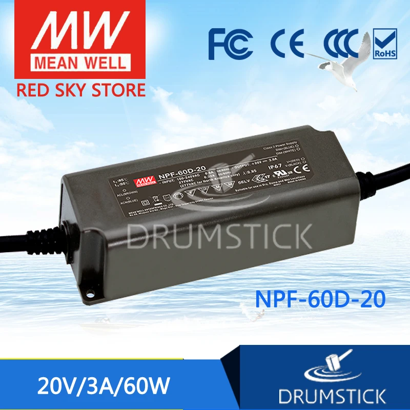 

MEAN WELL NPF-60D-20 20V 3A meanwell NPF-60D 20V 60W Single Output LED Switching Power Supply