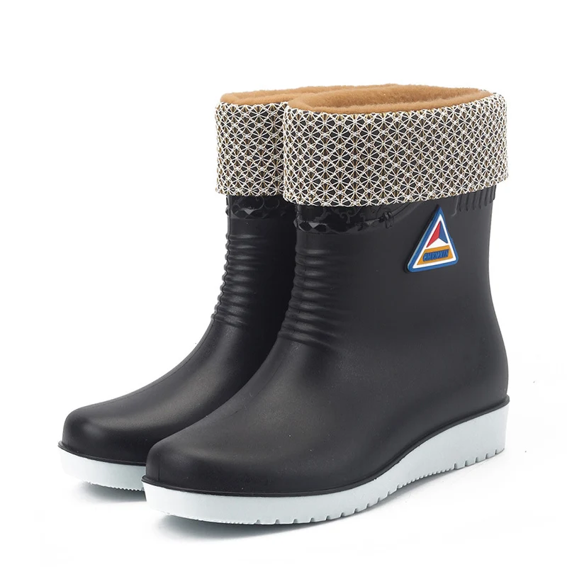 E TOY WORD Women Rubber Boots water boots Middle Tube rain boots women Non-slip Waterproof Lady Shoes Outdoor women winter shoes