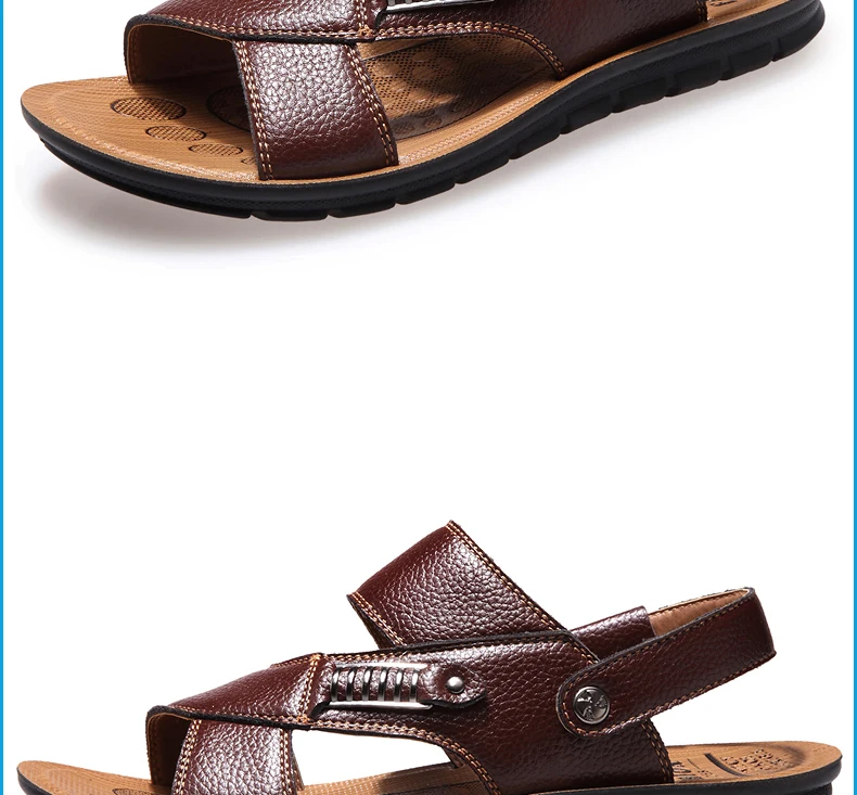 Высокое качество сандалии 2018 мужские сандалии летние тапочки из натуральной кожи сандалии мужские уличные туфли мужские кожаные сандалии