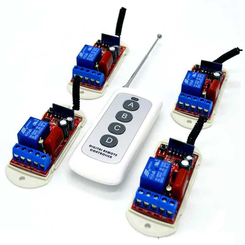 4pcs 433Mhz Light Switch Remote Control Receiver Module 10A 110V 220V