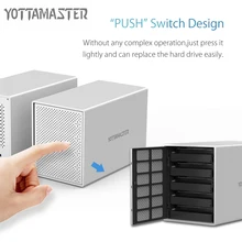Yottamaster Aluminum HDD Case 5-Bay 3.5 inch 5Gbps USB3.0 to SATA HDD Docking Station Hard Drive Enclosure Support 50TB for PC