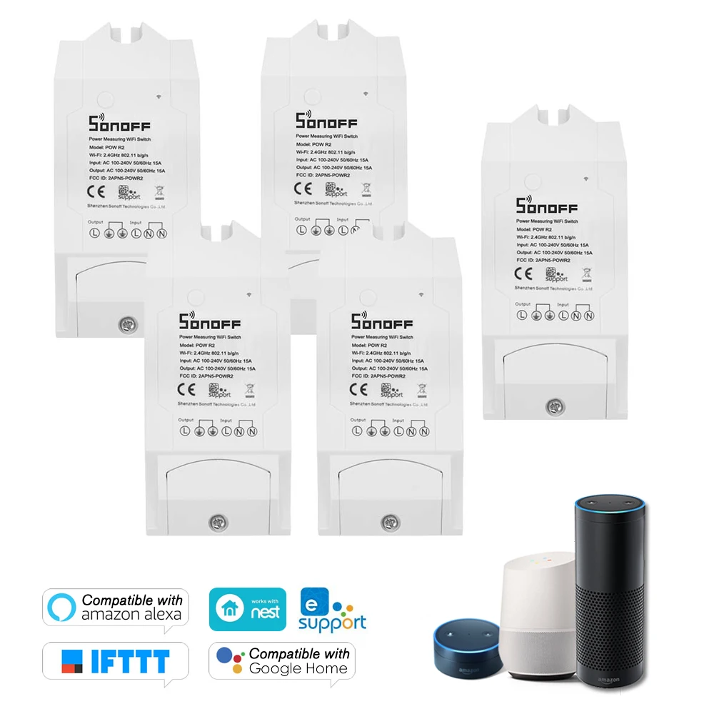 

Sonoff Pow ITEAD Wifi Switch Wireless ON/Off Controller for Smart Home Support for Alexa Voice Control & APP Remote Control