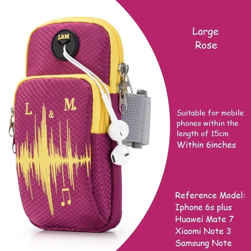 Bolsa para correr de 6 pulgadas con orificio para auriculares para correr, bolsa para correr, bolsa para teléfono móvil, bolsa para deporte al aire libre, bolsa de muñeca para Fitness
