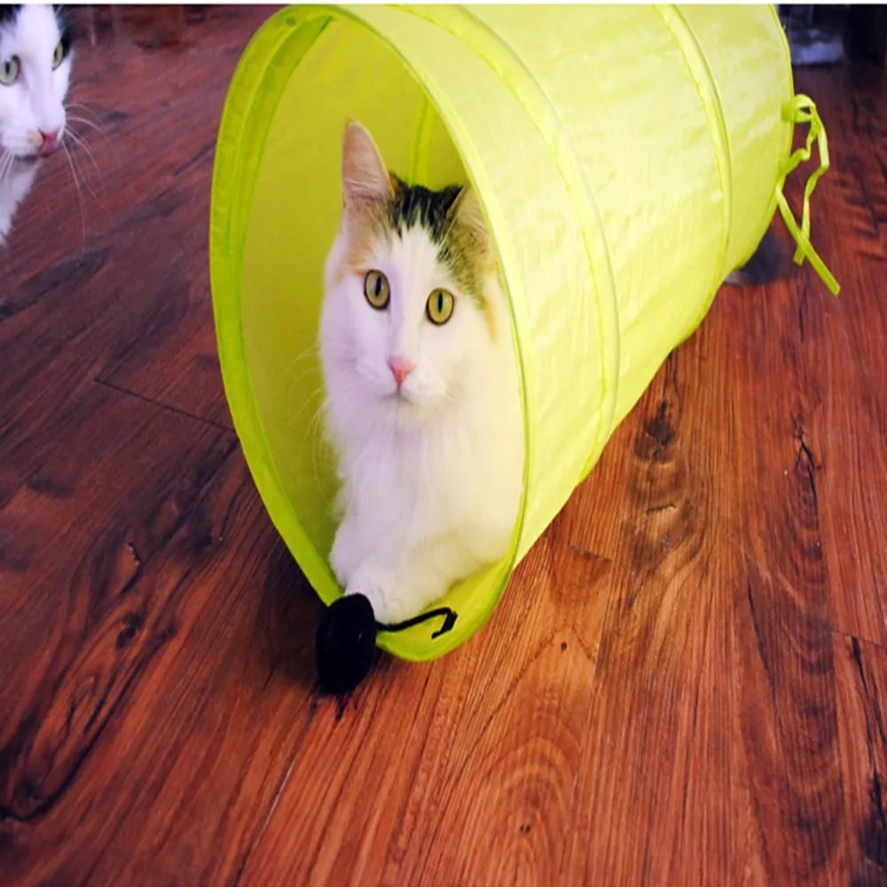 Cat Toys Folding Tent Cat Through Cat Road Color Polyester Tunnel Cat Tunnel Roll Earthworm LOB