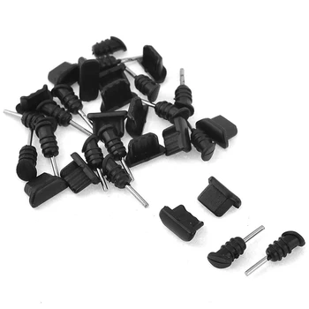 

15 pieces anti dust plastic Cover for mini USB dock socket headphone jack Black