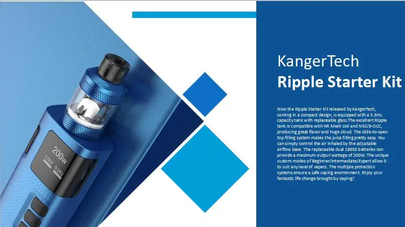 Original Kanger Ripple Kit 200W Ripple Box MOD Vape with 3.5ml Ripple TANK Kangertech Electronic Cigarette Vaporizer Kit 01 (9)